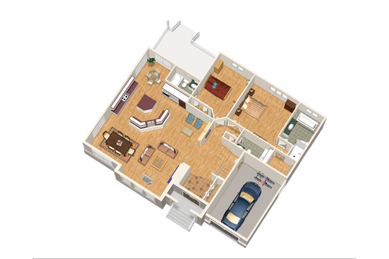Floor Plan - Main Floor 1 for European House Plan #25-4617 - 2 bed, 2 bath