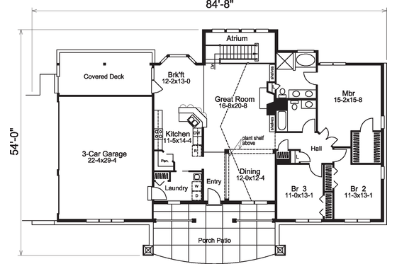 Floor Plan - Main Floor House Plan #57-579 - 3 bed, 2 bath