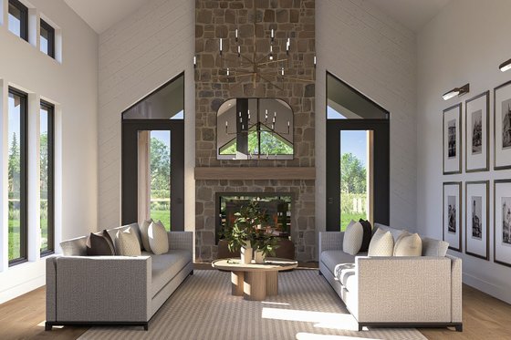 Interior - Family Room for Barndominium House Plan #455-381 - 2 bed, 2.5 bath