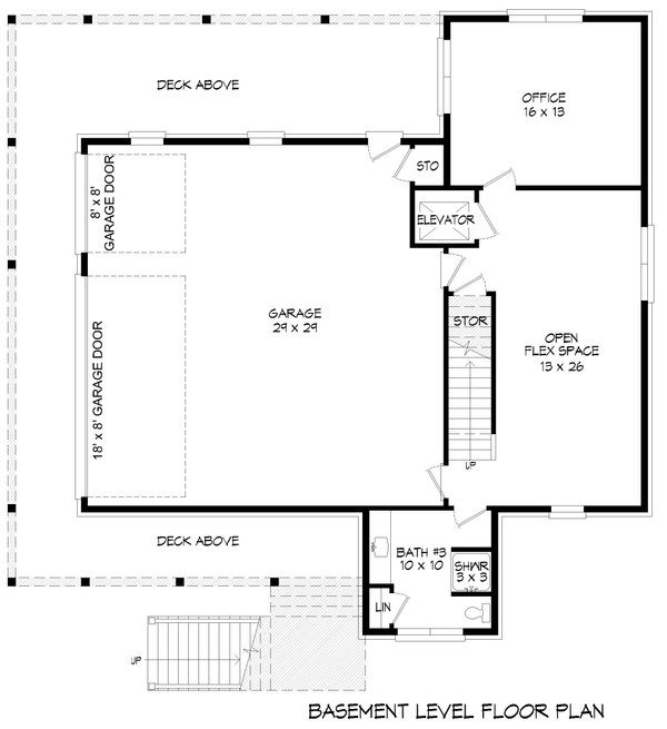 Southern Floor Plan - Lower Floor Plan #932-827