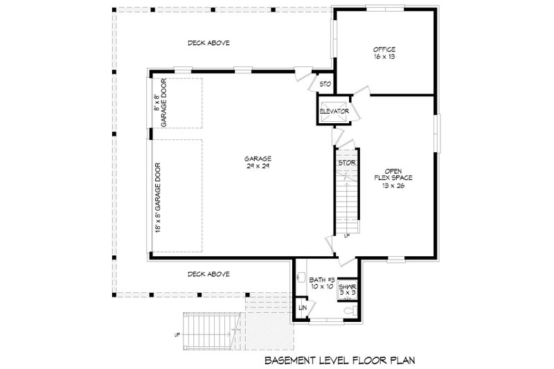 Architectural House Design - Floor Plan - Lower Floor for Southern House Plan #932-827 - 3 bed, 2 bath
