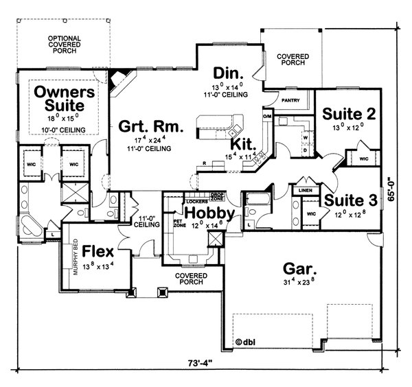 Architectural House Design - Floor Plan - Main Floor for Farmhouse House Plan #20-2632 - 3 bed, 2695 bath