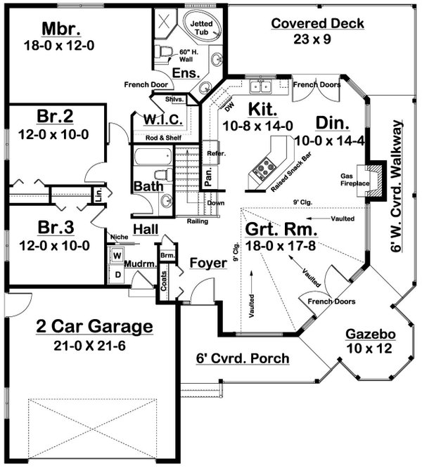 Dream House Plan - Craftsman Floor Plan - Main Floor Plan #126-221