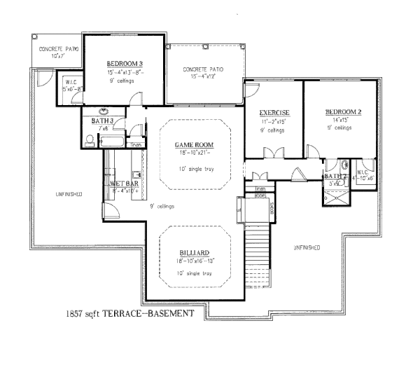 House Blueprint - European Floor Plan - Lower Floor Plan #437-51