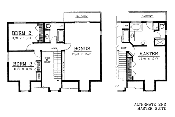 Colonial Floor Plan - Upper Floor Plan #100-225