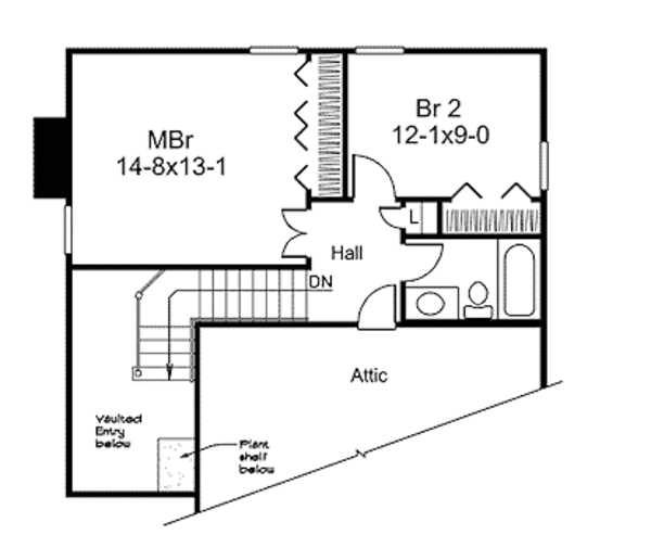Traditional Floor Plan - Upper Floor Plan #57-401
