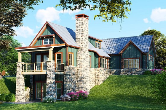 Exterior - Rear Elevation for Craftsman House Plan #923-23 - 2 bed, 3 bath