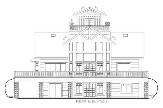 Exterior - Rear Elevation for Beach House Plan #117-896 - 1 bed, 2 bath