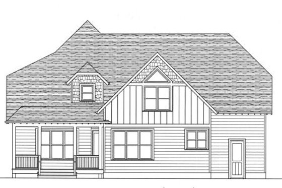 Exterior - Rear Elevation for Tudor House Plan #413-851 - 4 bed, 3 bath