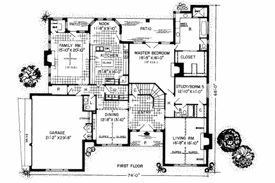Floor Plan - Main Floor for European House Plan #312-193 - 5 bed, 4.5 bath