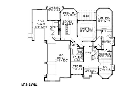 Floor Plan - Main Floor for European House Plan #920-61 - 8 bed, 5.5 bath