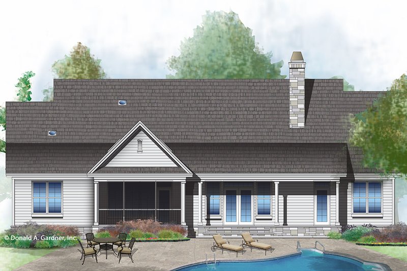 Home Plan - Exterior - Rear Elevation for European House Plan #929-1021 - 4 bed, 3 bath