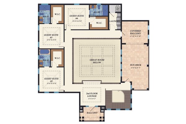 Mediterranean Floor Plan - Upper Floor Plan #548-22