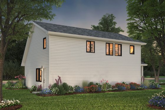 Exterior - Rear Elevation 3 for Traditional House Plan #18-318 - 2 bed, 2 bath