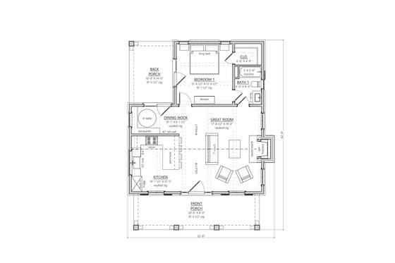 Floor Plan - Main Floor for Farmhouse House Plan #1094-28 - 1 bed, 1 bath