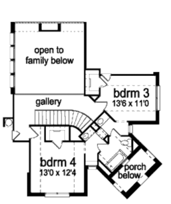 Architectural House Design - European Floor Plan - Upper Floor Plan #84-409