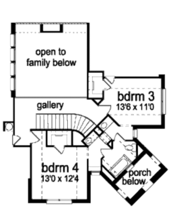 House Blueprint - European Floor Plan - Upper Floor Plan #84-409