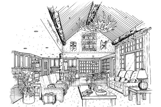 Interior - Family Room for Cabin House Plan #942-41 - 5 bed, 3.5 bath
