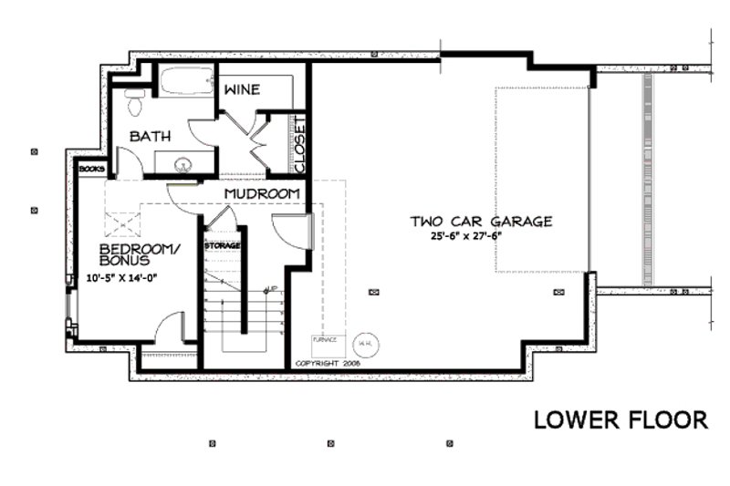 Architectural House Design - Floor Plan - Lower Floor for Craftsman House Plan #434-5 - 4 bed, 3.5 bath