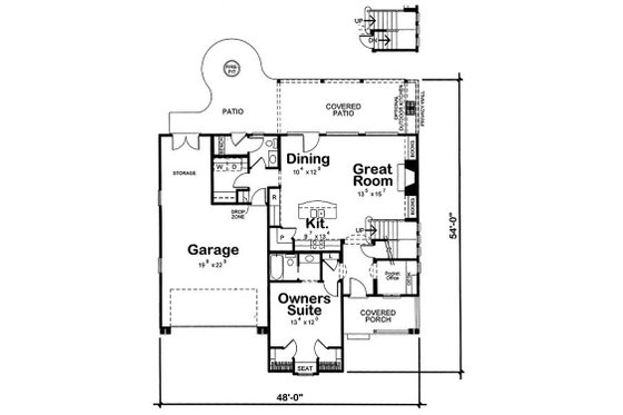 Country house plan design, main level floor plan