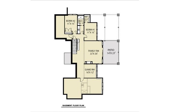 Floor Plan - Lower Floor for Contemporary House Plan #1070-88 - 3 bed, 2.5 bath