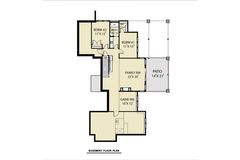 House Blueprint - Floor Plan - Lower Floor for Contemporary House Plan #1070-88 - 3 bed, 2.5 bath