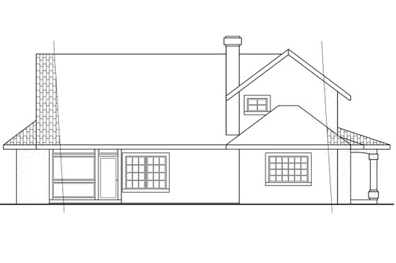 Exterior - Rear Elevation for Mediterranean House Plan #124-435 - 3 bed, 2.5 bath