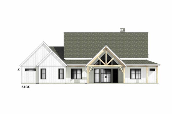 Exterior - Rear Elevation 1 for Farmhouse House Plan #1096-123 - 4 bed, 3.5 bath