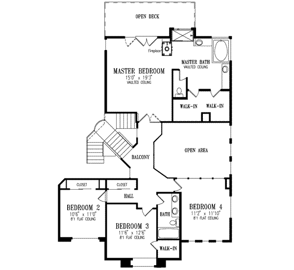 House Blueprint - Mediterranean Floor Plan - Upper Floor Plan #1-750