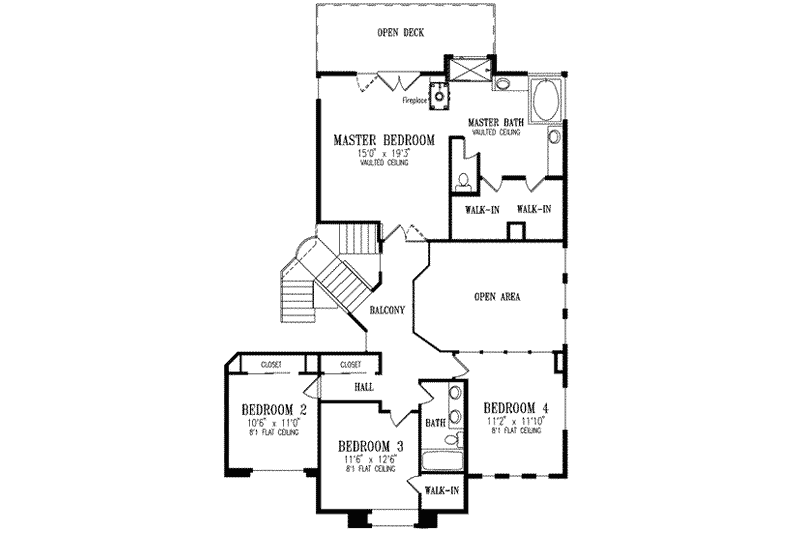 Dream House Plan - Floor Plan - Upper Floor for Mediterranean House Plan #1-750 - 5 bed, 3 bath