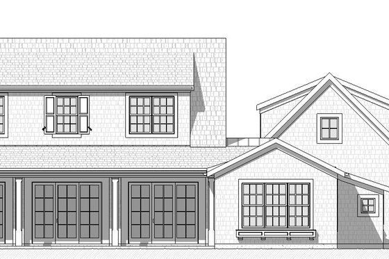 Exterior - Rear Elevation 1 for Farmhouse House Plan #901-158 - 3 bed, 2.5 bath