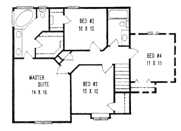 Traditional Floor Plan - Upper Floor Plan #58-148