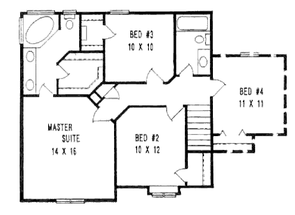 House Blueprint - Traditional Floor Plan - Upper Floor Plan #58-148