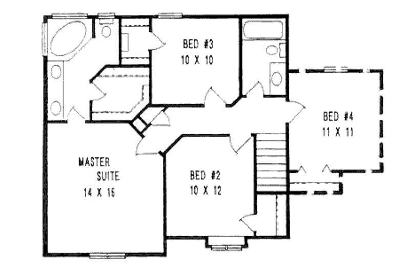 House Blueprint - Floor Plan - Upper Floor for Traditional House Plan #58-148 - 3 bed, 2.5 bath