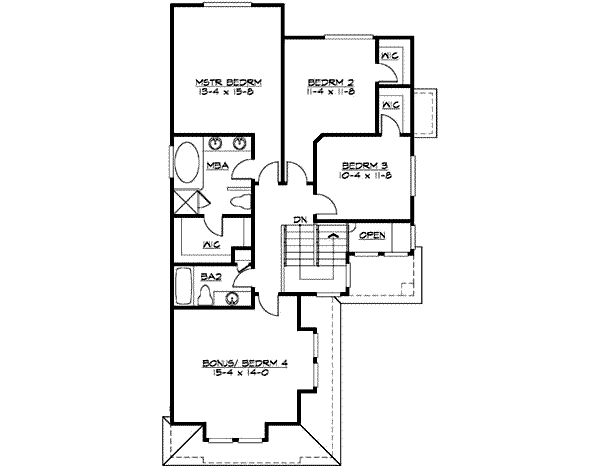 Craftsman Floor Plan - Upper Floor Plan #132-107