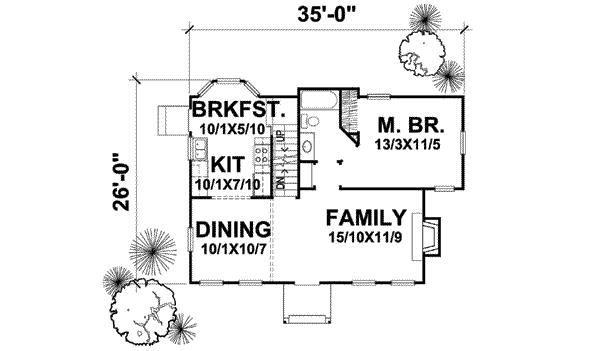 Cottage Floor Plan - Main Floor Plan #50-263