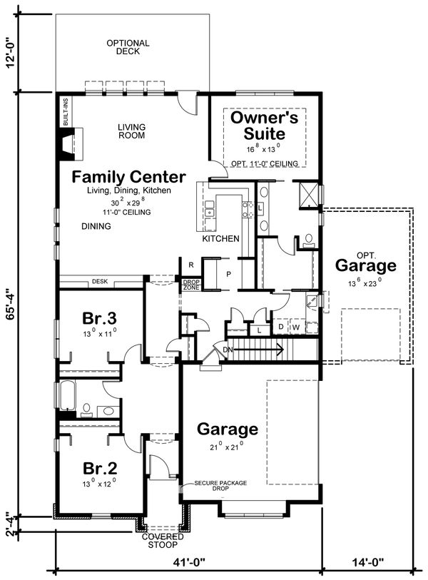 Dream House Plan - Ranch Floor Plan - Main Floor Plan #20-2332
