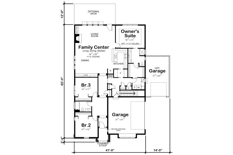 Dream House Plan - Floor Plan - Main Floor for Ranch House Plan #20-2332 - 3 bed, 2 bath