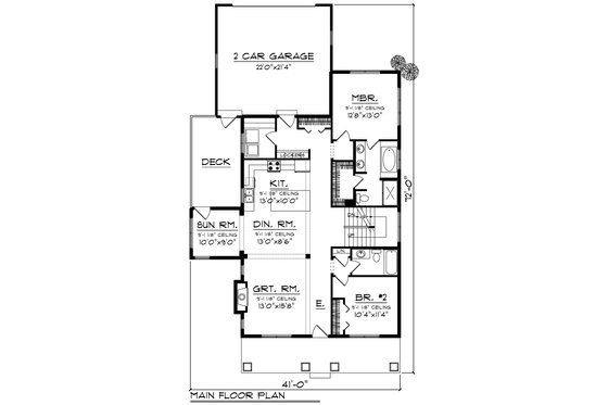 Floor Plan - Main Floor for Farmhouse House Plan #70-1419 - 3 bed, 3 bath
