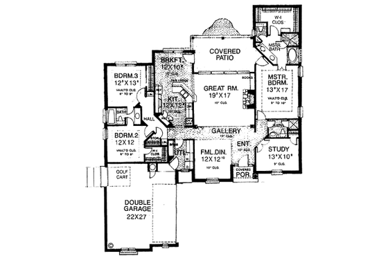 Floor Plan - Main Floor for European House Plan #310-826 - 3 bed, 3 bath
