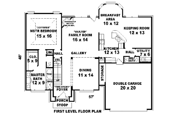 Floor Plan - Main Floor for European House Plan #81-847 - 4 bed, 2.5 bath