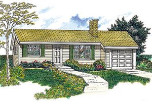 Ranch Exterior - Front Elevation Plan #47-128