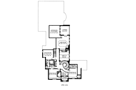 Floor Plan - Upper Floor for European House Plan #141-363 - 5 bed, 4.5 bath