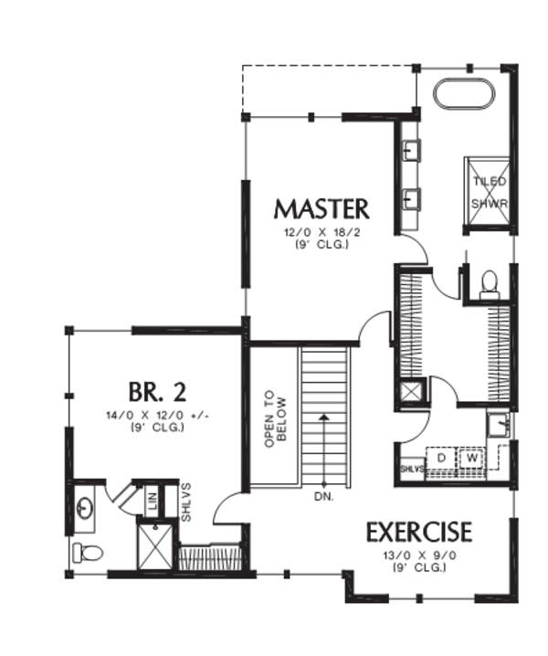 Contemporary Floor Plan - Upper Floor Plan #48-709