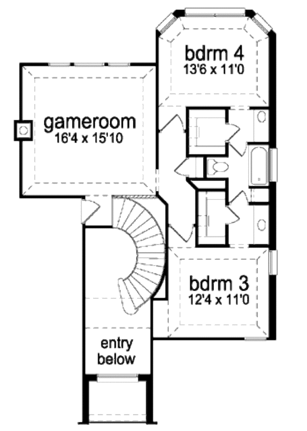 House Plan Design - European Floor Plan - Upper Floor Plan #84-391