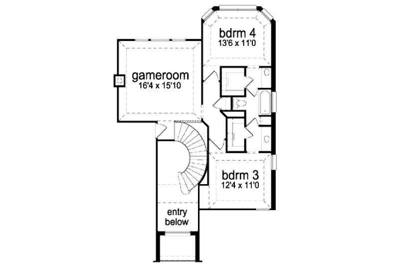 Home Plan - Floor Plan - Upper Floor for European House Plan #84-391 - 4 bed, 3 bath
