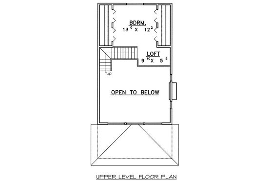 Floor Plan - Upper Floor for Bungalow House Plan #117-543 - 1 bed, 1 bath