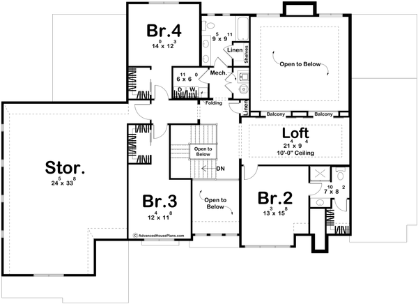 Dream House Plan - Floor Plan - Upper Floor for Cottage House Plan #455-802 - 4 bed, 3.5 bath