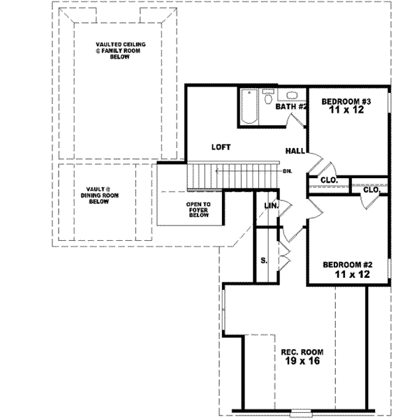 Floor Plan - Upper Floor for European House Plan #81-745 - 3 bed, 2.5 bath