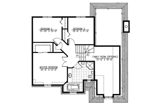 Floor Plan - Upper Floor for European House Plan #138-273 - 3 bed, 1.5 bath